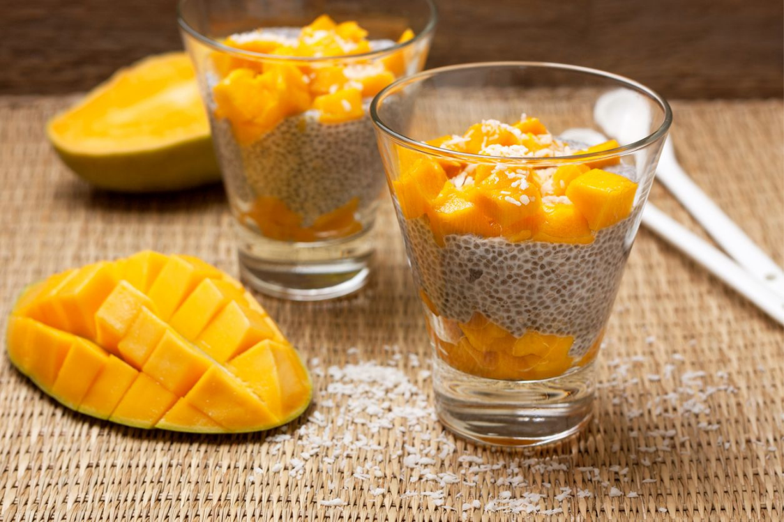 mangovo-kokosový chia pudink recept