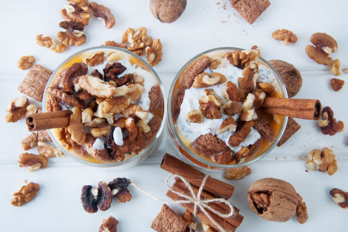CHIA PUDDING WITH WALNUTS AND AGAVE SYRUP