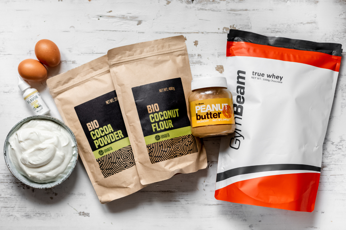 Brownies cheesecake s arašidovým maslom - ingrediencie Brownies cheesecake s arašidovým maslom - ingrediencie