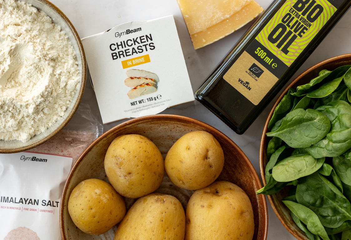 Špenátové noky s kuracím mäsom - ingrediencie Špenátové noky s kuracím mäsom - ingrediencie