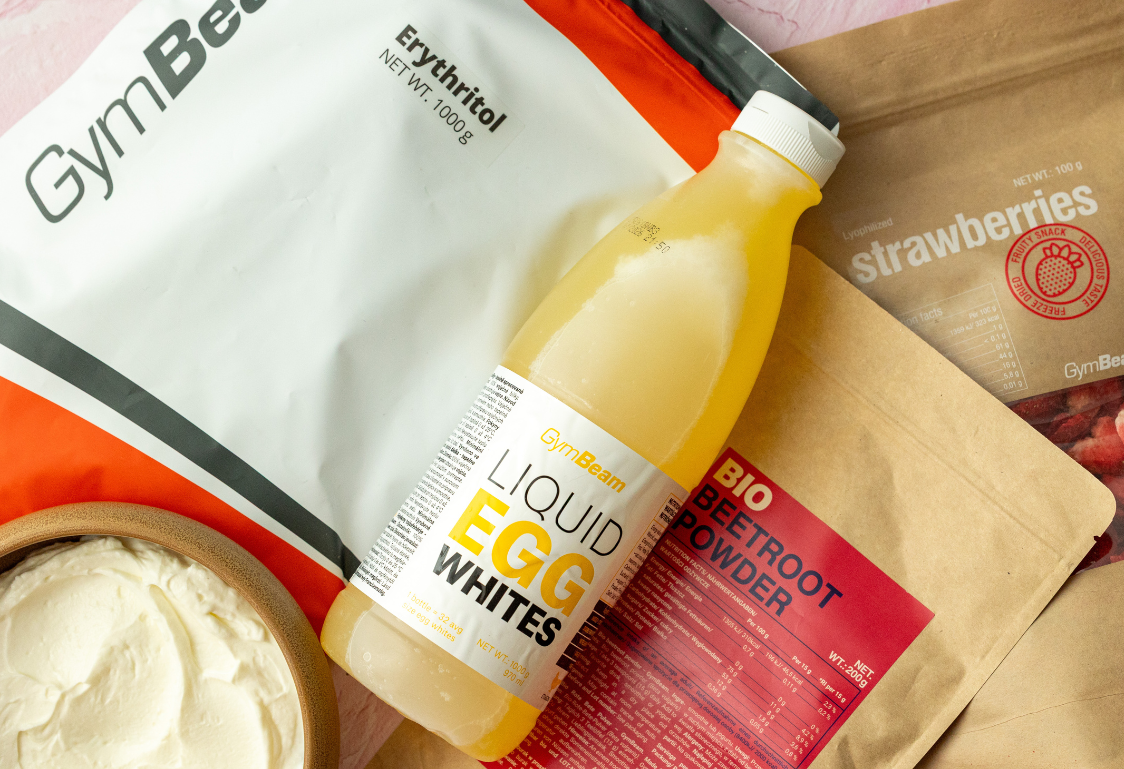 Jahodová pavlova bez cukru - ingrediencie Jahodová pavlova bez cukru - ingrediencie