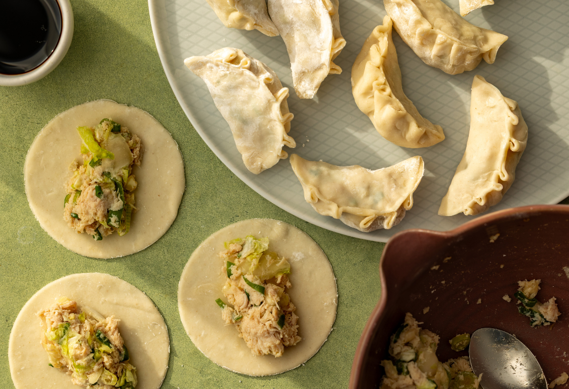 Gyoza knedličky s kuracím mäsom – príprava knedličiek