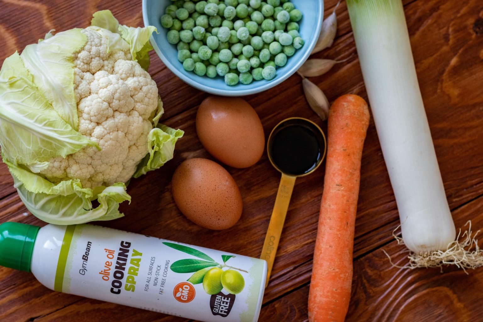 Cauliflower Rice with Eggs and Vegetables - ingredients