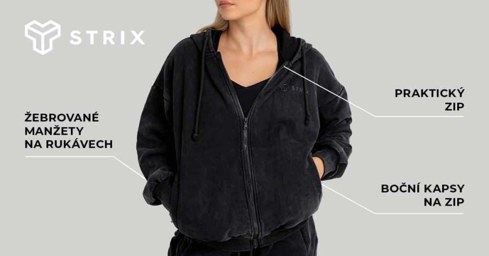 Zip Hoodie Washed Black - STRIX 