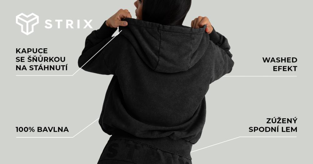 Zip Hoodie Washed Black - STRIX 