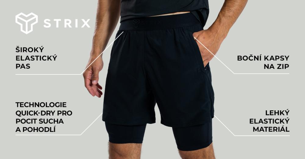 Šortky 2v1 ULTRA Black- STRIX