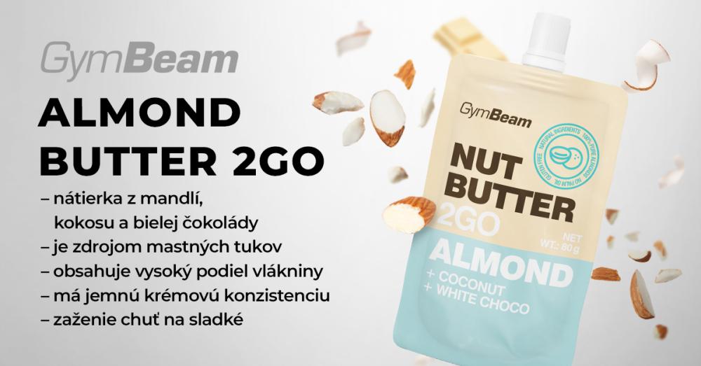 Orechové maslo 2GO - mandľové maslo s kokosom a bielou čokoládou - GymBeam