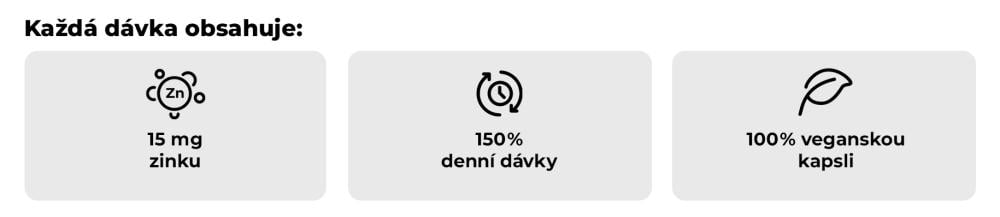 Čo obsahuje Zinok chelát (bisglycinát) - GymBeam v 1 dávke