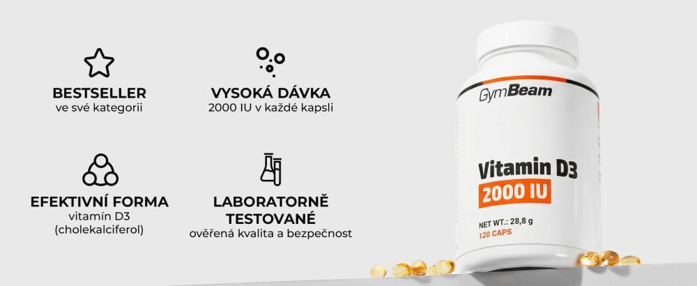 Vitamín D3 2000 IU - GymBeam - hlavné benefity