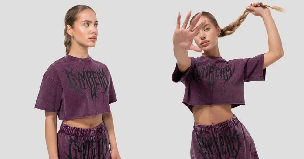 Dámske cropped tričko Abyss Raisin - GymBeam