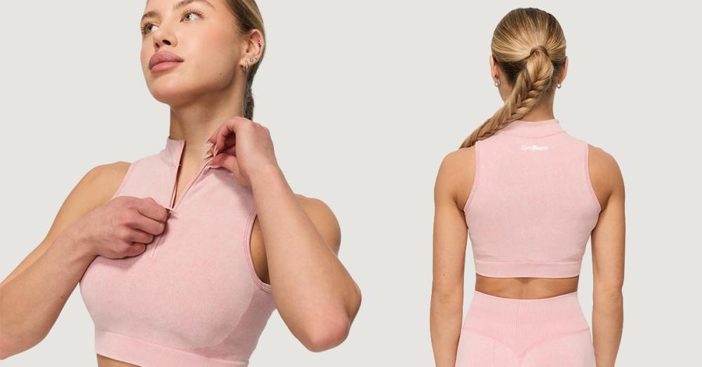Bezešvá sportovní podprsenka Fierce Baby Pink - GymBeam
