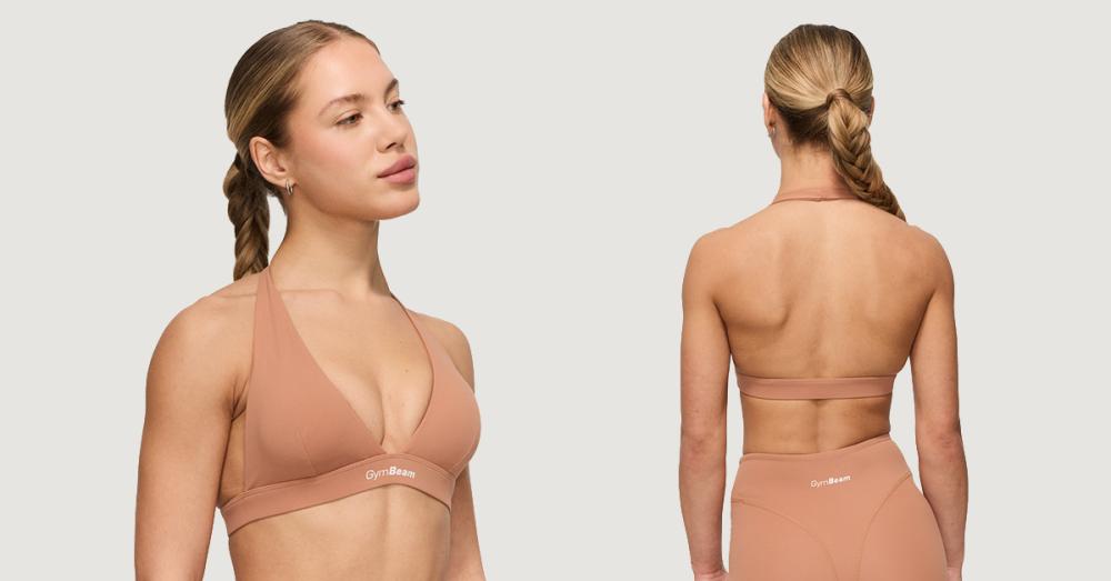 Sportovní podprsenka Halter Fierce Caramel - GymBeam