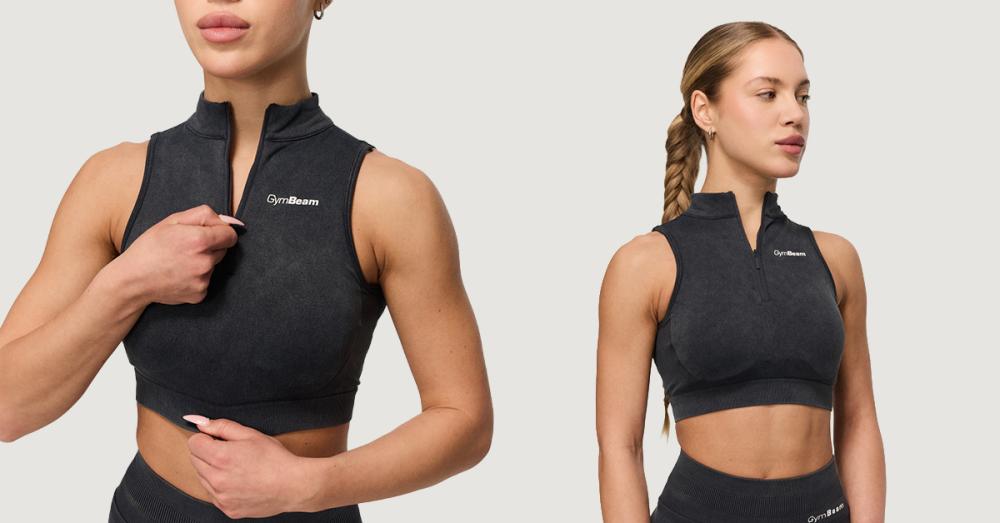 Bezešvá športová podprsenka Fierce Dark Grey - GymBeam