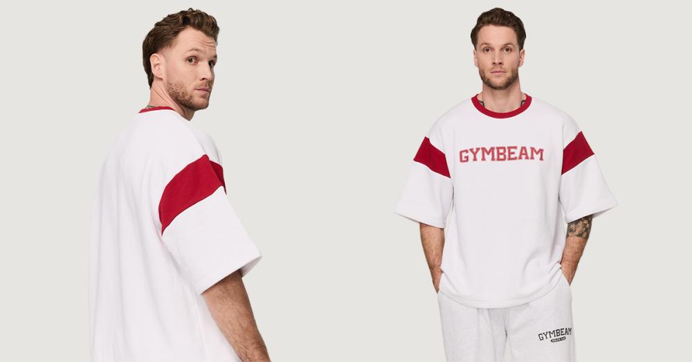 Tričko Premium Heavyweight Varsity White - GymBeam