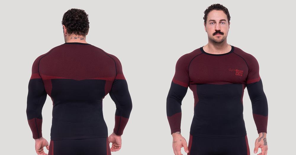 Bezšvové tričko s dlhým rukávom OG1 Black/Red - GymBeam