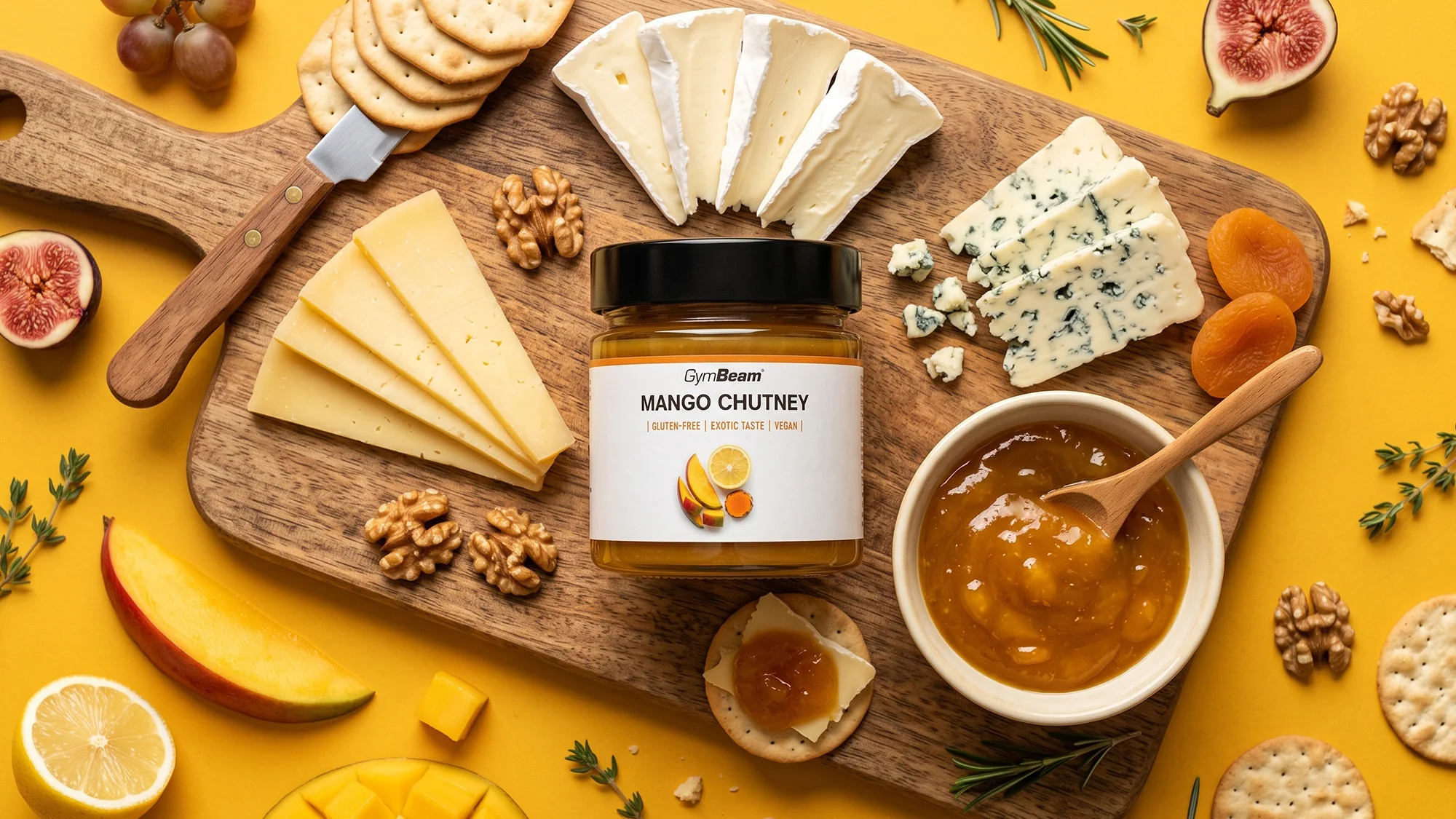 GymBeam Mango Chutney. A gently pasteurized fruit sauce, made in small batches with a high mango content and low salt content.