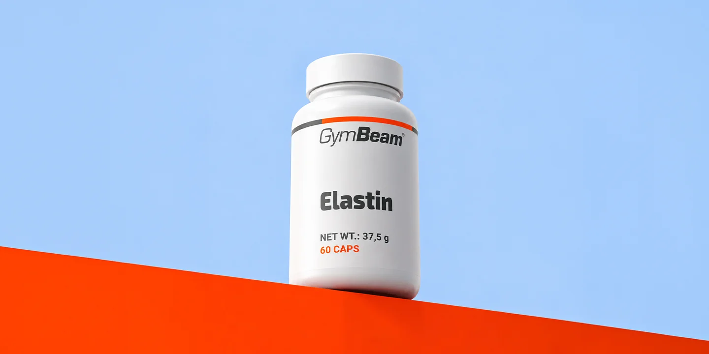 Ελαστίνη GymBeam. Υδρολυμένα πεπτίδια ελαστίνης ψαριού και βιταμίνη C σε κάψουλες για την υποστήριξη της ελαστικότητας της επιδερμίδας και της φυσιολογικής παραγωγής κολλαγόνου.