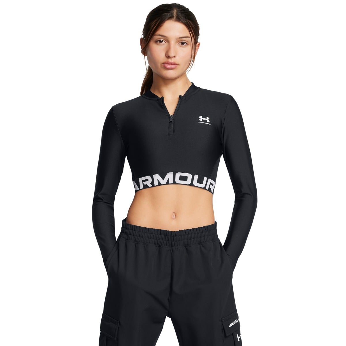 Dámsky top HeatGear Rib 1/4 Zip LS Black - Under Armour