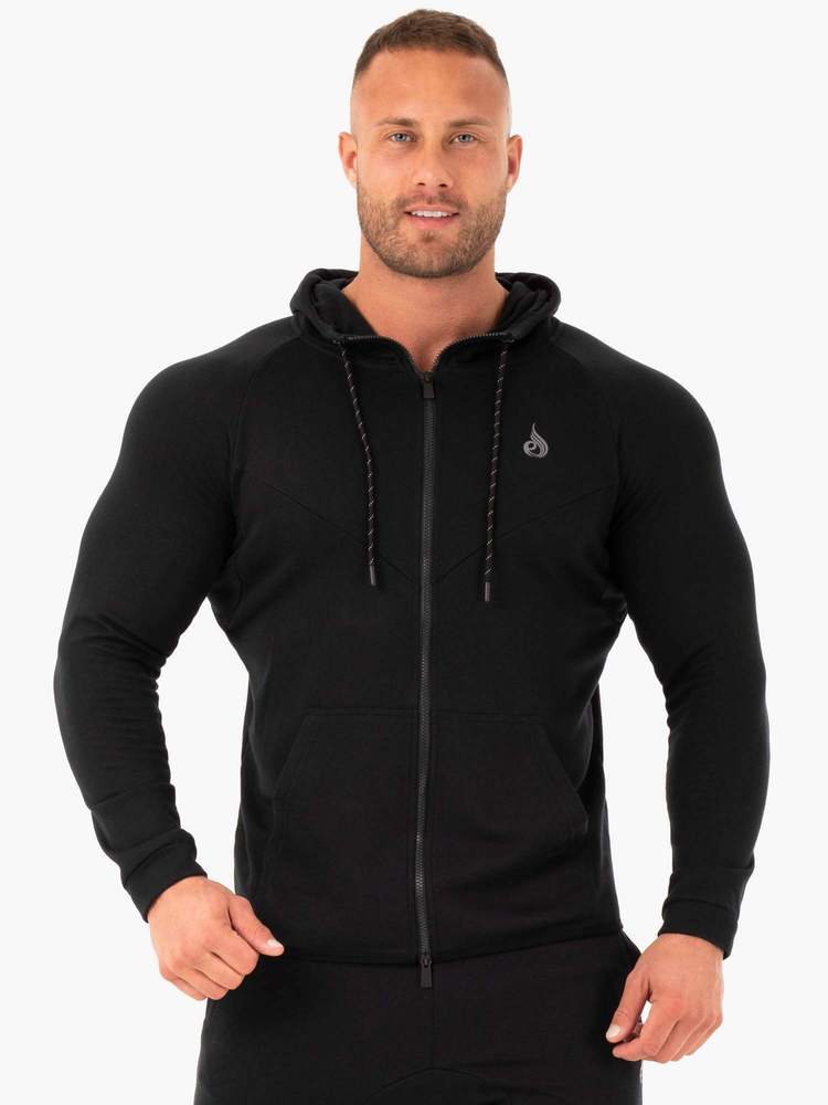 Pánska mikina Athletic Zip Up Hoodie čierna - Ryderwear