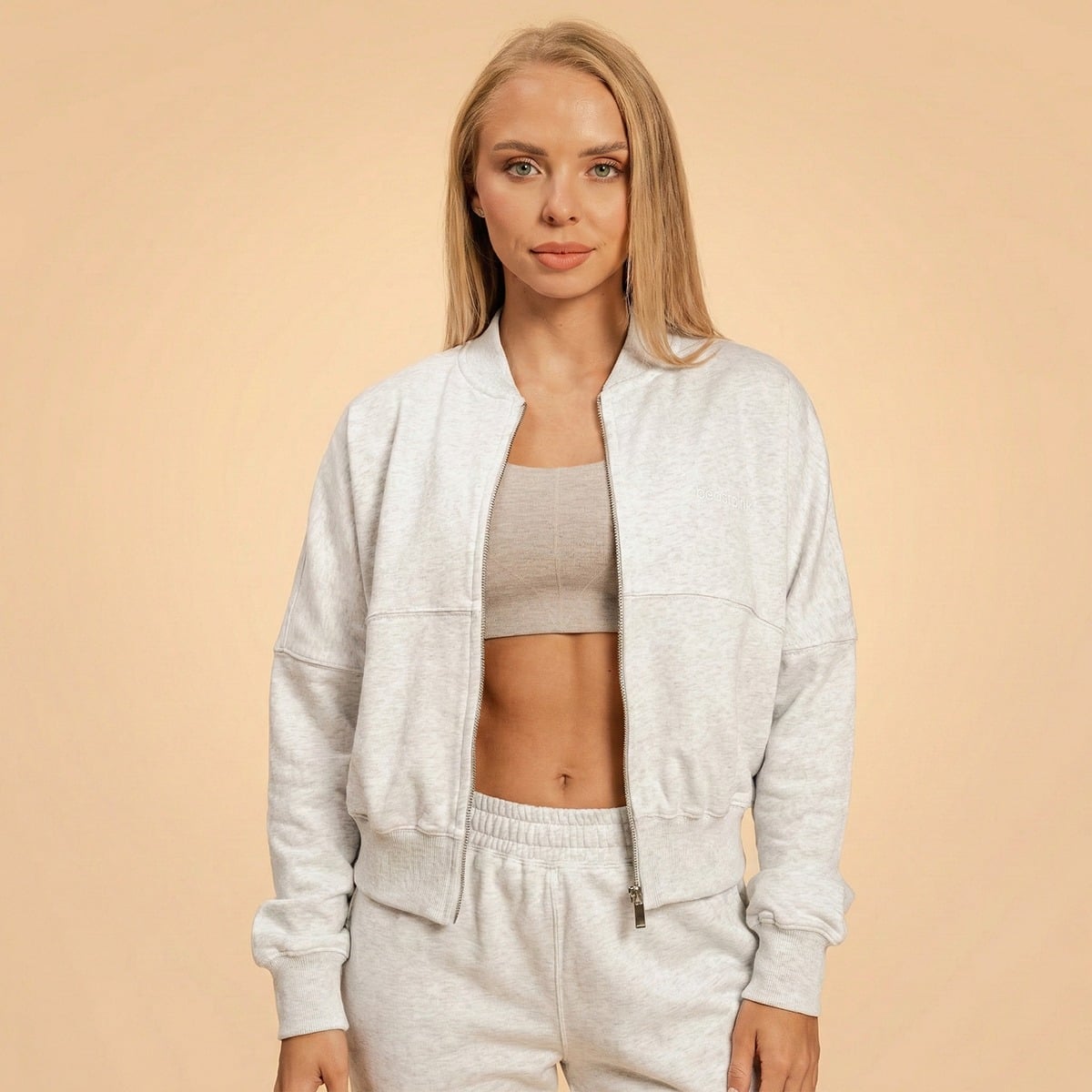 Dámska mikina Zip-Up Bliss Grey - BeastPink