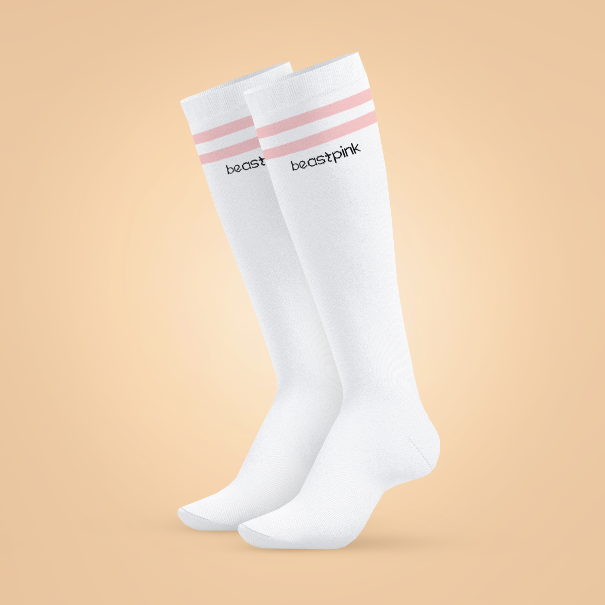 Podkolienky Knee High Socks White - BeastPink