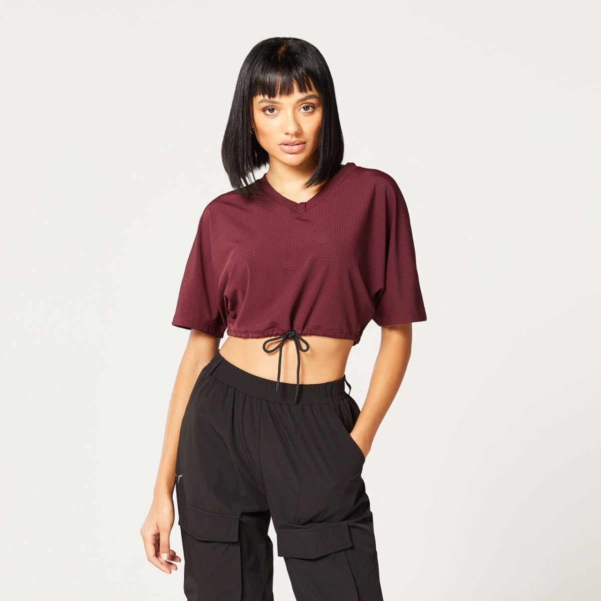 Dámske tričko Code Crop V Neck Red - SQUATWOLF