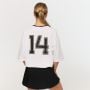 Dámske tričko Oversized Varsity White - GymBeam XL