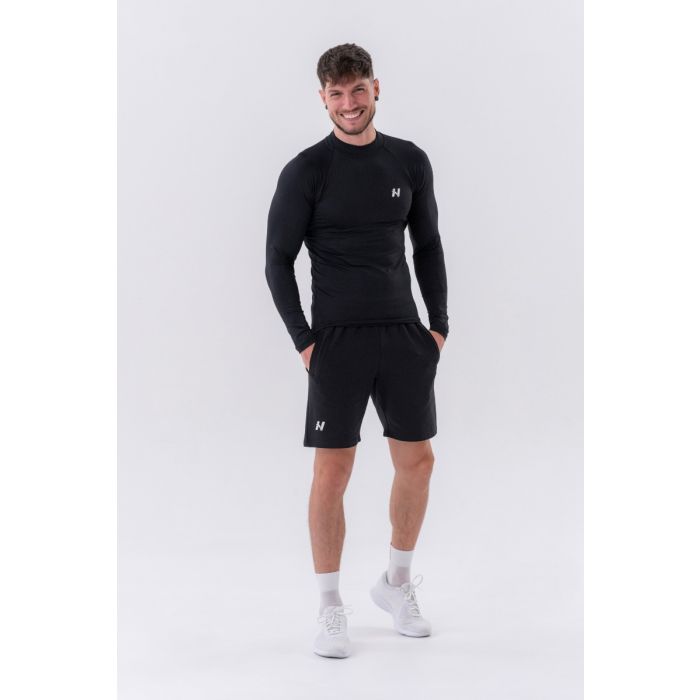 Pánske tričko Long-Sleeve Active Black - NEBBIA XXL