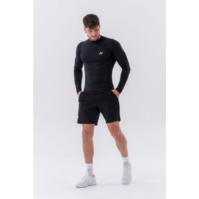 Pánske tričko Long-Sleeve Active Black - NEBBIA XXL