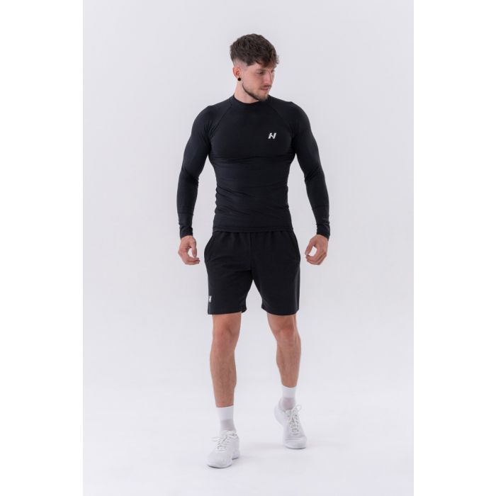 Pánske tričko Long-Sleeve Active Black - NEBBIA XXL