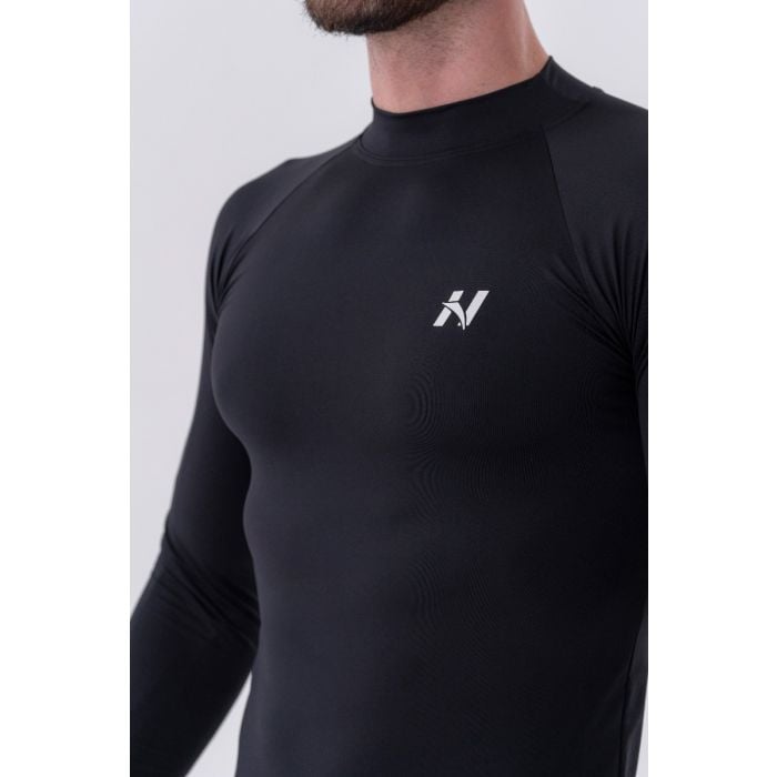 Pánske tričko Long-Sleeve Active Black - NEBBIA XXL