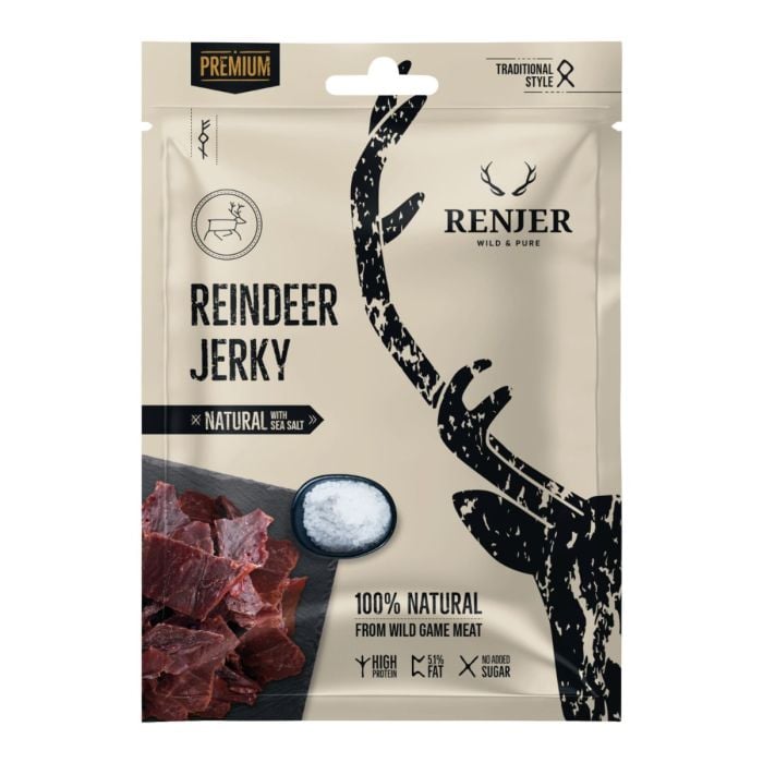E-shop Renjer Sušené sobie mäso Reindeer Jerky 15 x 25 g morská soľ