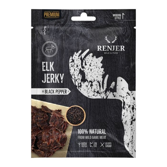 Renjer Sušené losie mäso Elk Jerky 15 x 25 g morská soľ