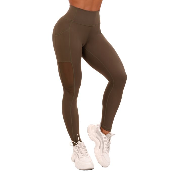 Dámske legíny Mesh Panel olive - GymBeam S