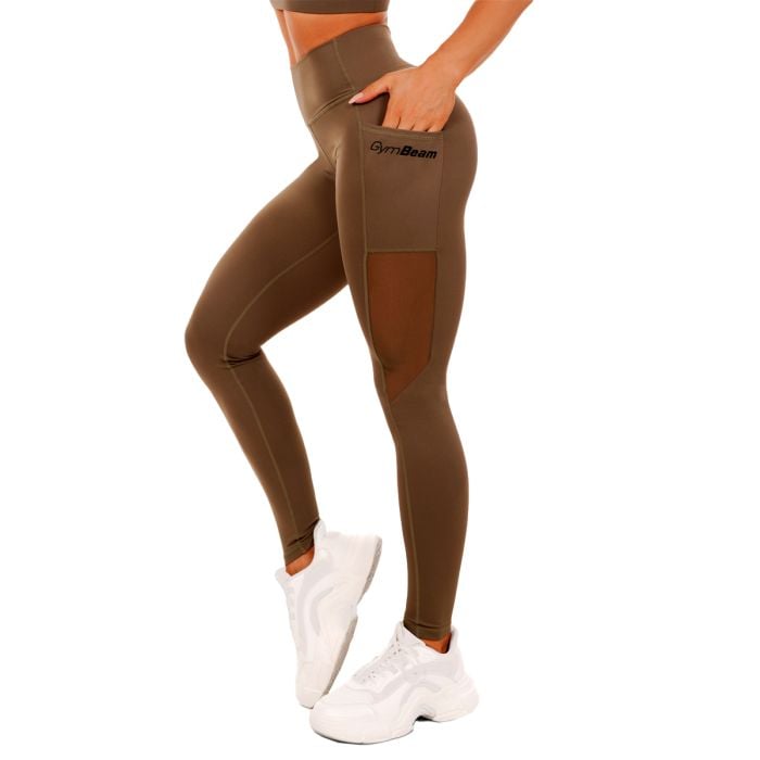Dámske legíny Mesh Panel olive - GymBeam S