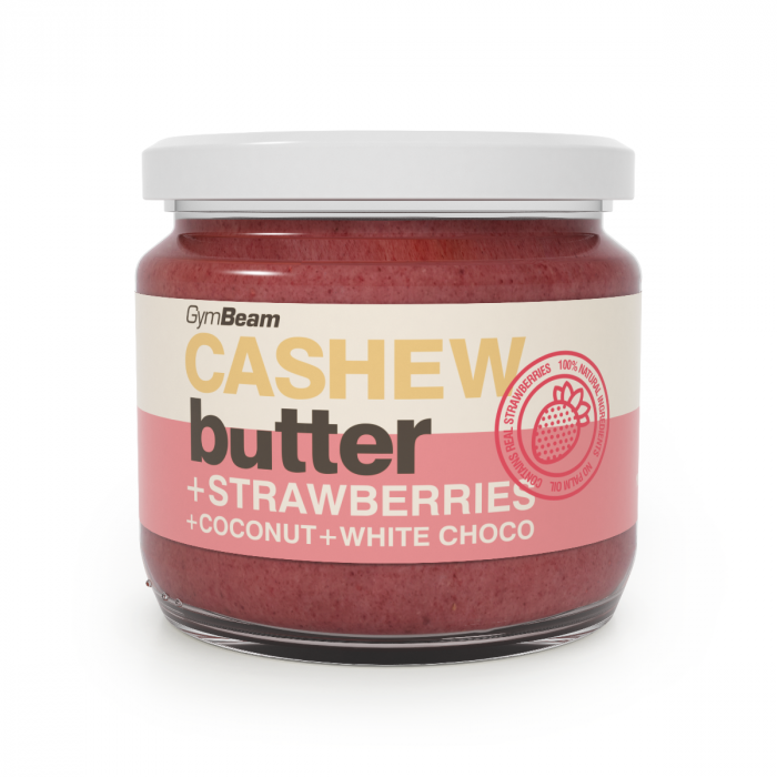 Cashew butter with coconut, white choco and strawberry - GymBeam