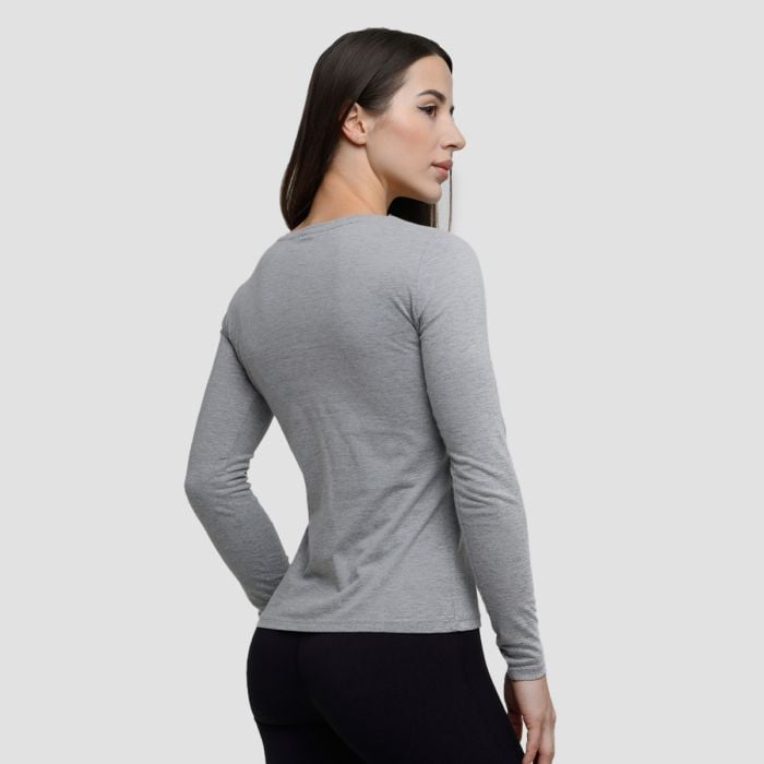 Dámske tričko s dlhým rukávom Basic Grey - GymBeam L