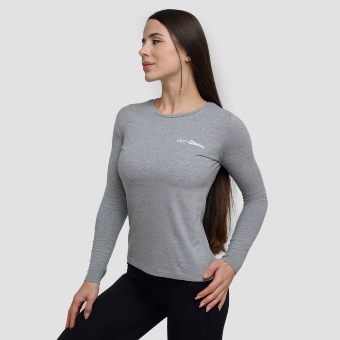 Dámske tričko s dlhým rukávom Basic Grey - GymBeam L
