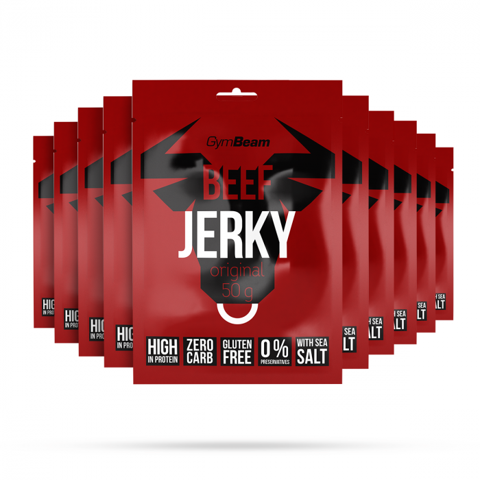 E-shop GymBeam Sušené mäso Beef Jerky 10 x 50 g barbecue