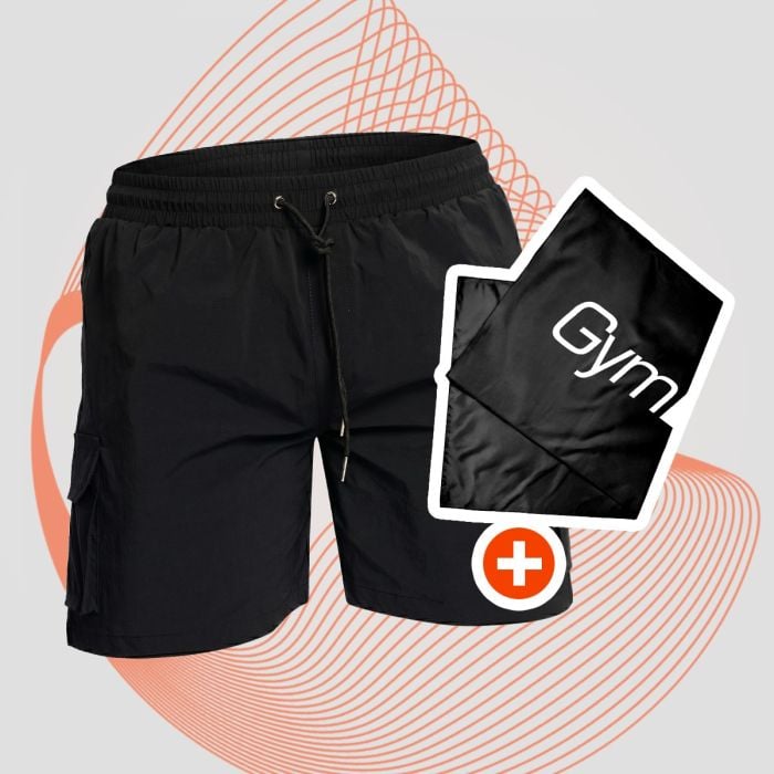 GymBeam Pánske plavecké šortky Cargo Black  XXXL