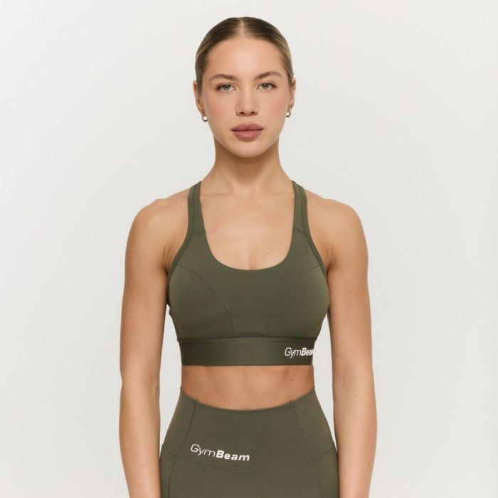 GymBeam Športová podprsenka Combat Olive Grey  M