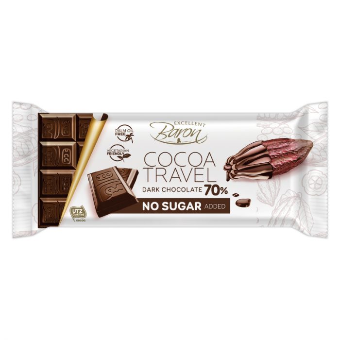 Horká čokoláda bez pridaného cukru Cocoa travel - Baron