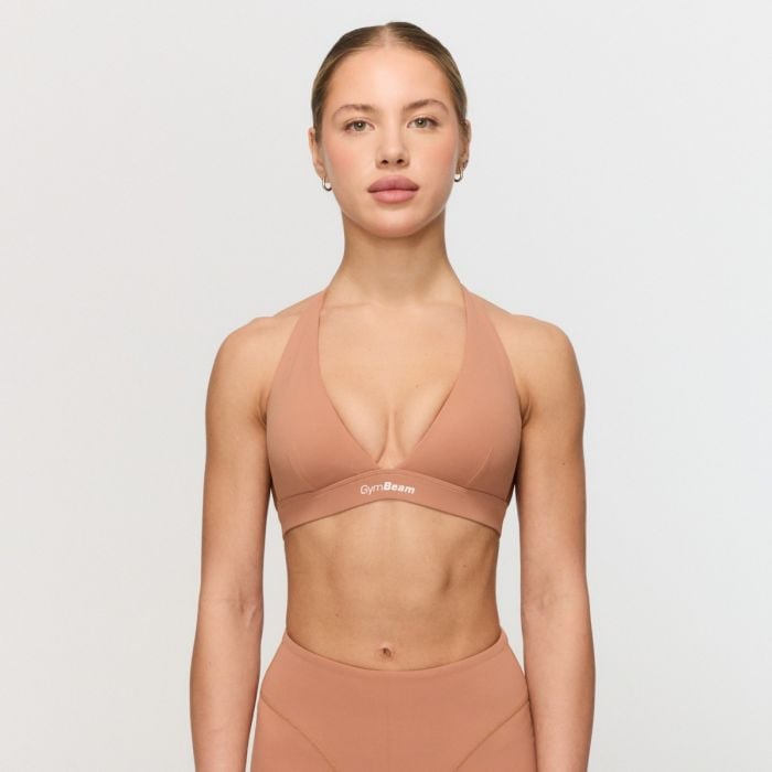 GymBeam Športová podprsenka Halter Fierce Caramel  M
