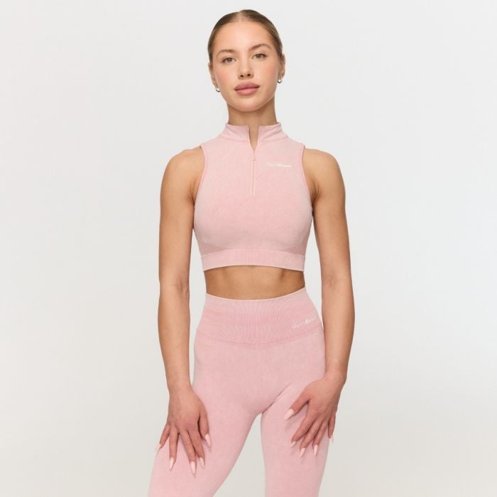 GymBeam Bezšvová športová podprsenka Fierce Baby Pink  S
