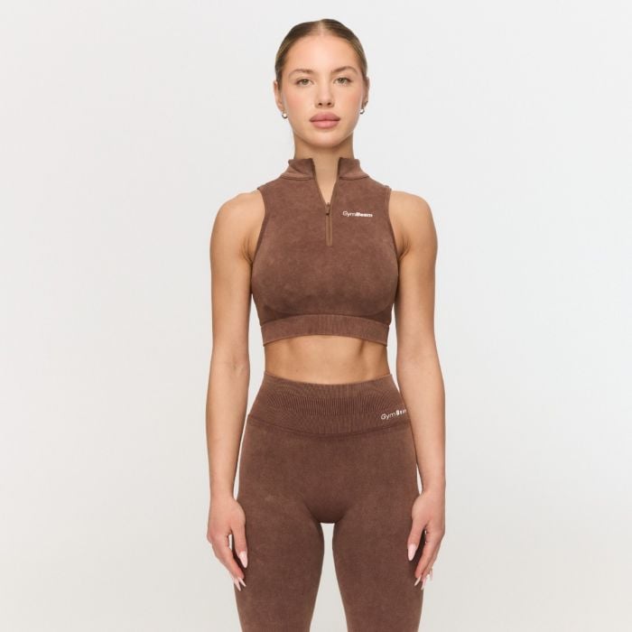 GymBeam Bezšvová športová podprsenka Fierce Brown  XS