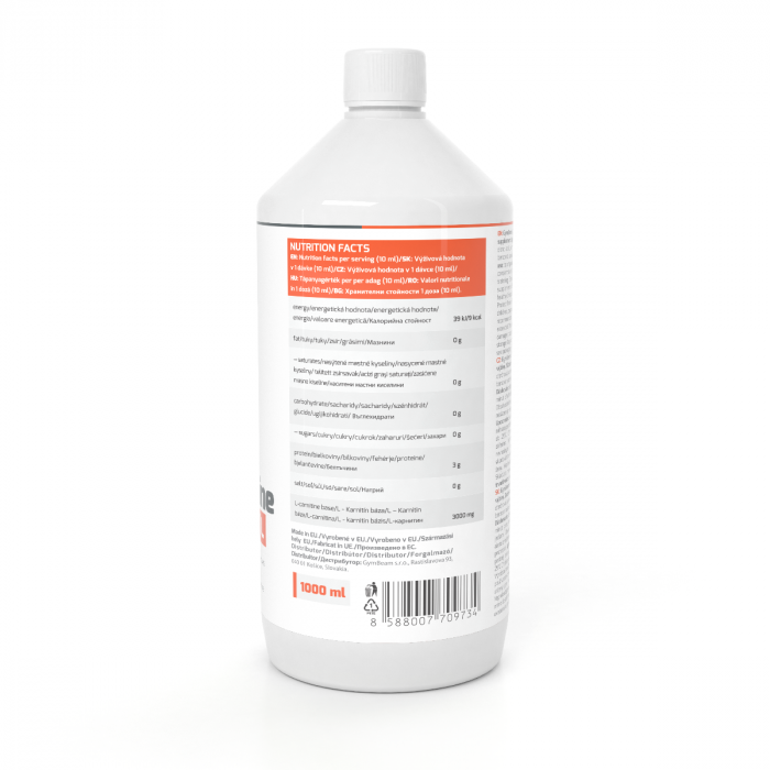 L-karnitín - GymBeam 500 ml - pomaranč