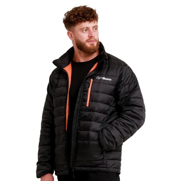 Pánska bunda Puffer Black/Orange - GymBeam XL