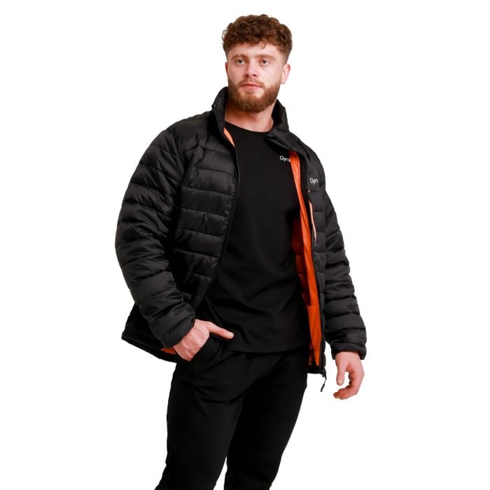 Pánska bunda Puffer Black/Orange - GymBeam XL