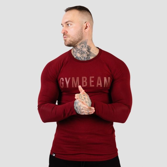 Men‘s FIT Long Sleeve T-Shirt Burgundy - GymBeam