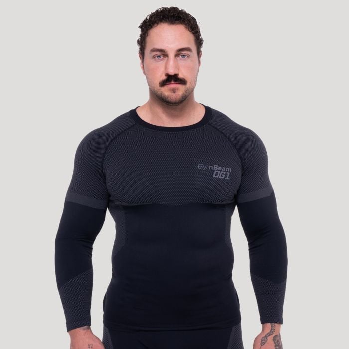 GymBeam Bezšvové tričko s dlhým rukávom OG1 Black/Grey  XXL